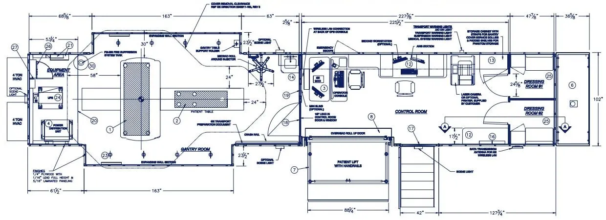 Mobile CT Scanner blueprint top view
