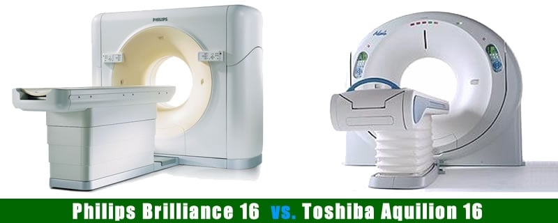 CT SCANNER COMPARISON CHART, Philips Brilliance 16-slice vs. Toshiba Aquilion 16