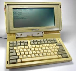 The world's first (and still working) laptop, the Toshiba T1100.