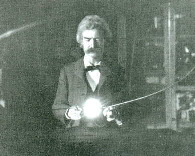 Mark Twain in Tesla's laboratory in 1895