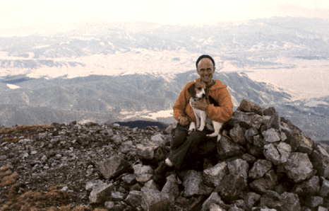 Dr. Dotter with his dog on a mountain