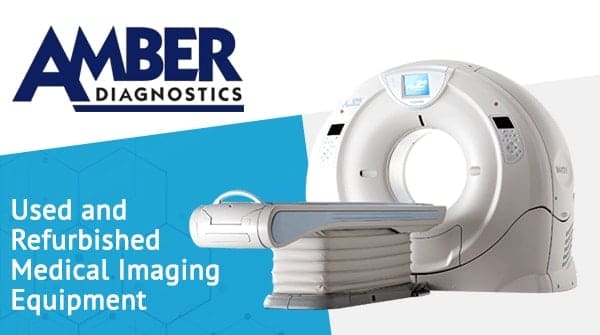 Amber Diagnostics used and refurbished medical imaging equipment open graph image including a Toshiba Aquilion One 320 slice CT scanner