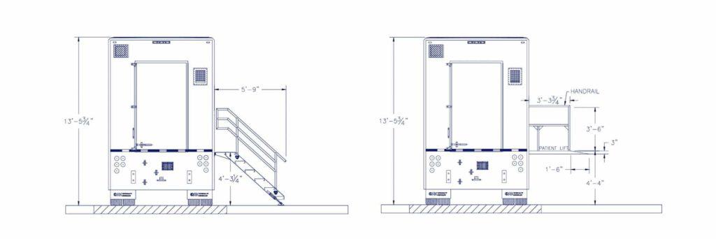 Medical imaging mobile unit blueprint back view.