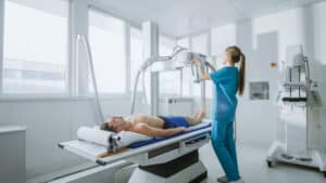 patient being imaged with digital rad room