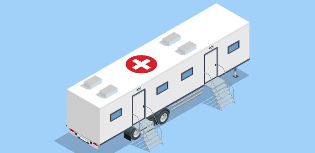 Mobile CT scan machine medical trailer