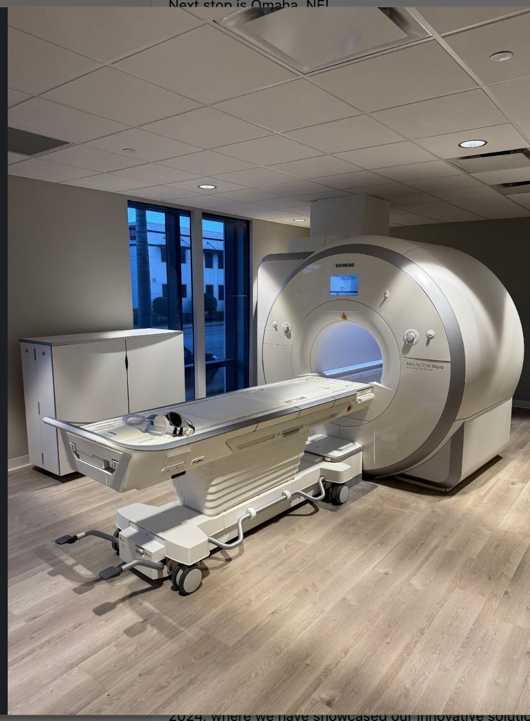 MRI scanner with patient table prepared for positioning
